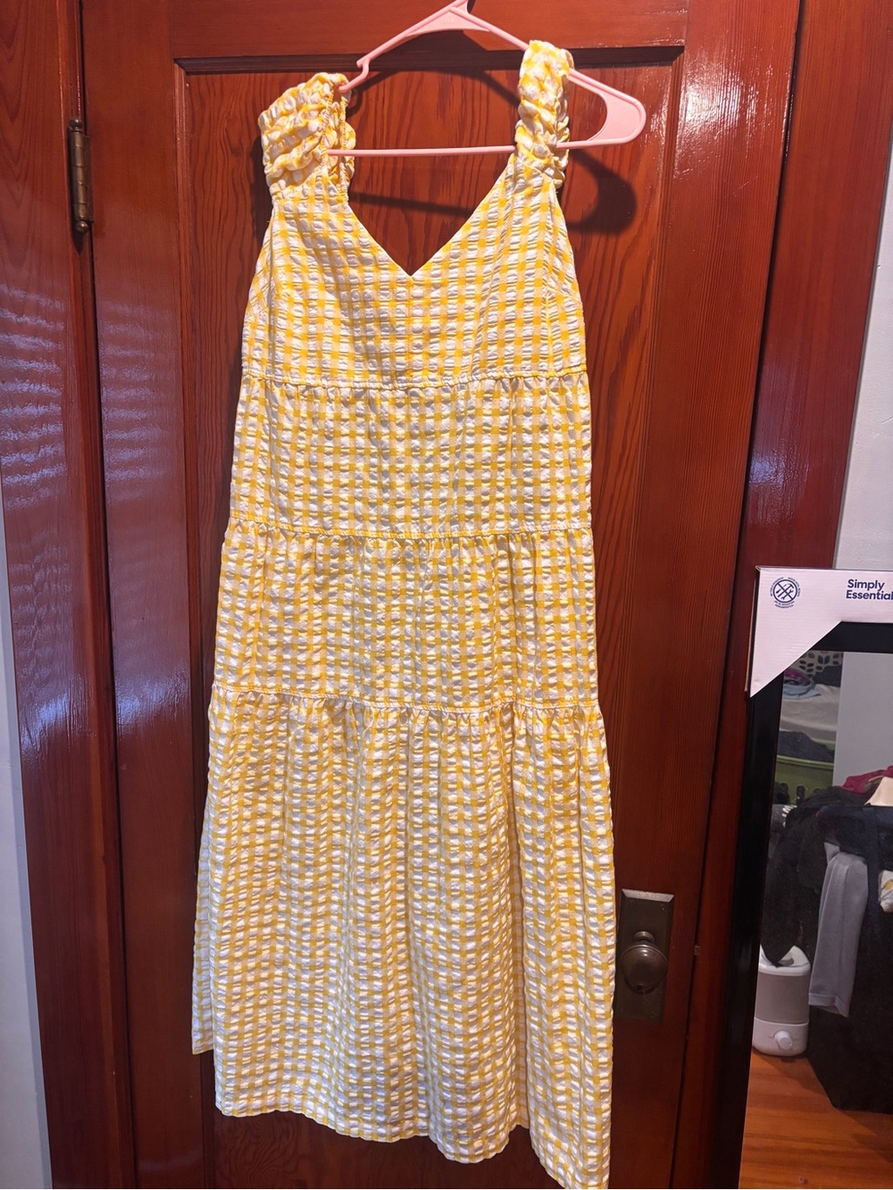Old Navy Yellow Textured Tiered Maxi Sundress
